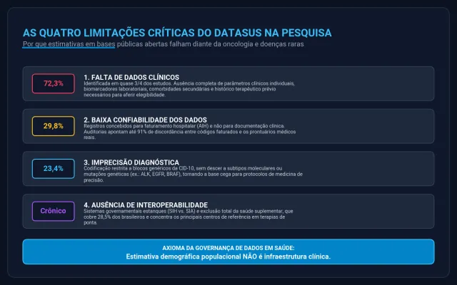 As quatro limitações das bases públicas na pesquisa clínica.
